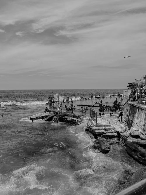 Bronte III B&W unframed print of Sydney ocean baths