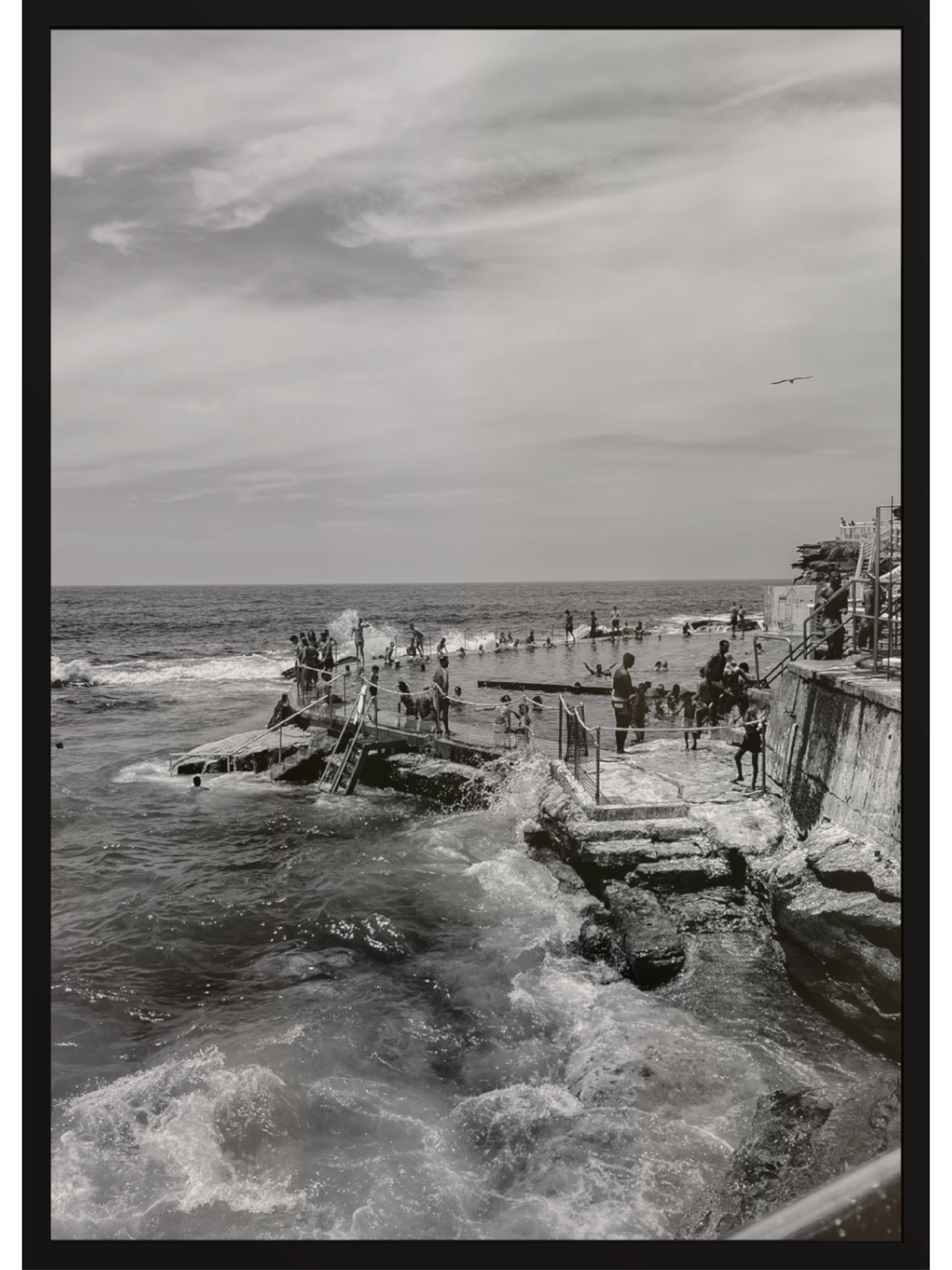 Bronte III B&W Sydney bath scene with thick black border