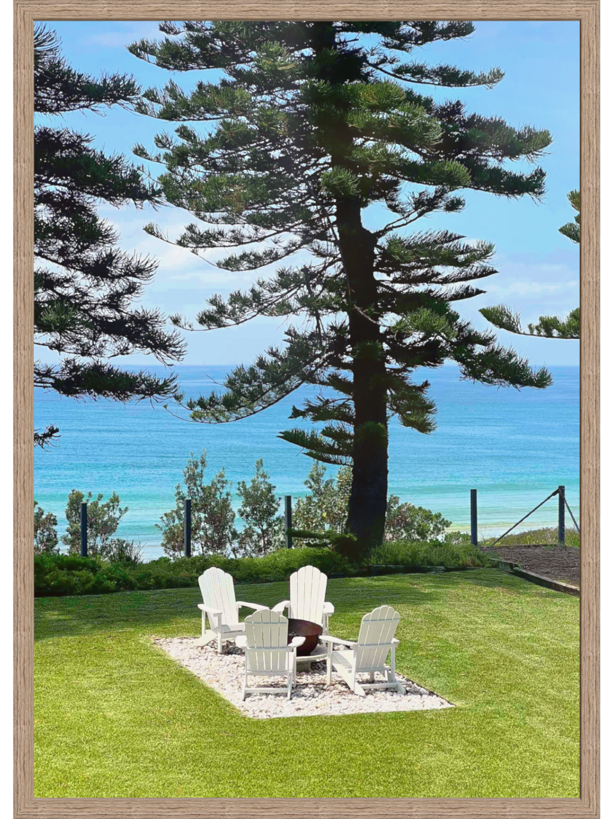 Framed Culburra Beach House wall art emphasizing layered depth of ocean view