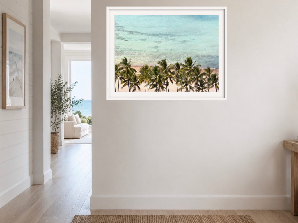 Coastal Palm tree print living room stage room