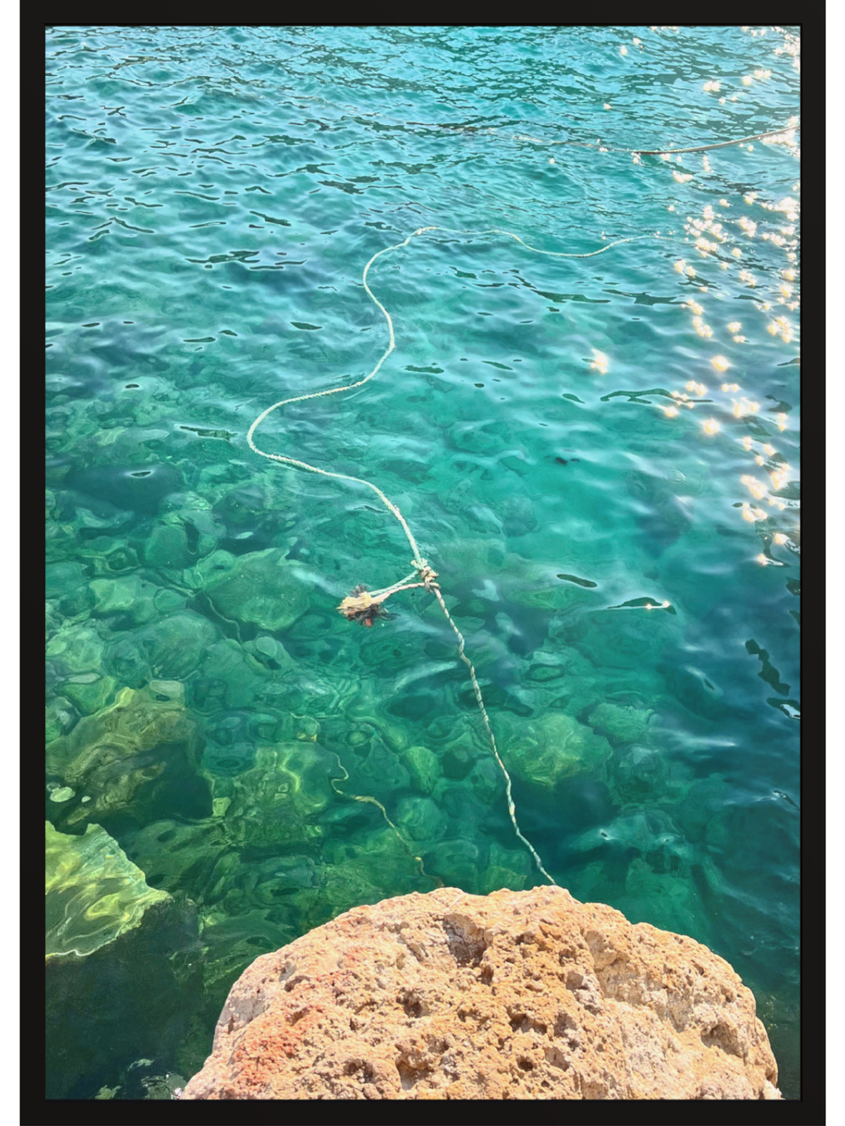 Firopotamos III black bordered unframed wall art print of underwater rock formations