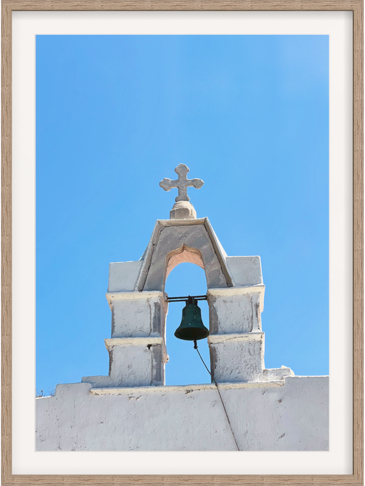 Full height Mykonos tower print with visible stucco texture