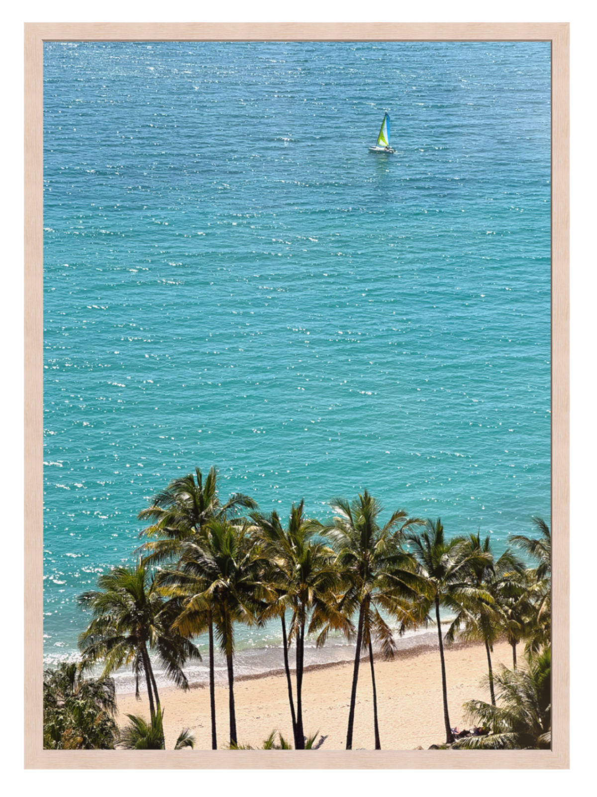 Palm Tree Sail boat light oak frame
