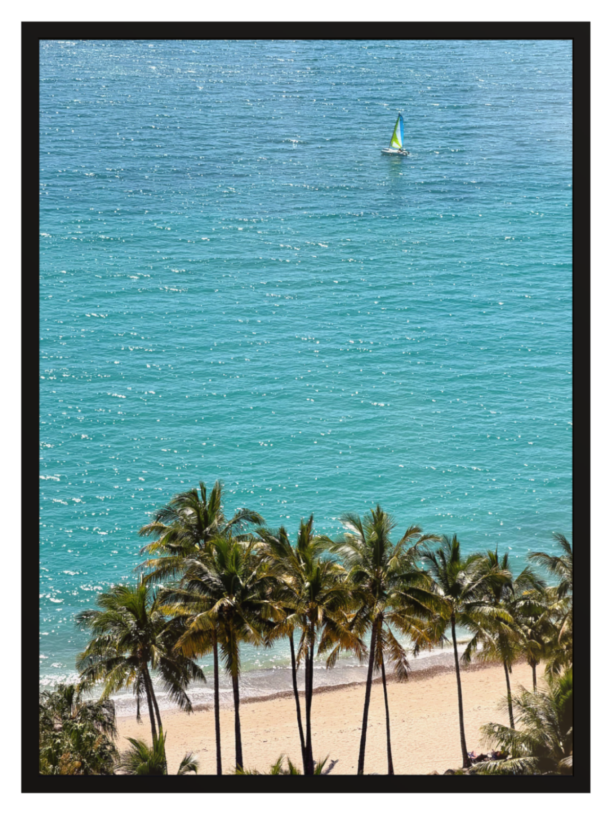 Palm Tree Sail boat black frame