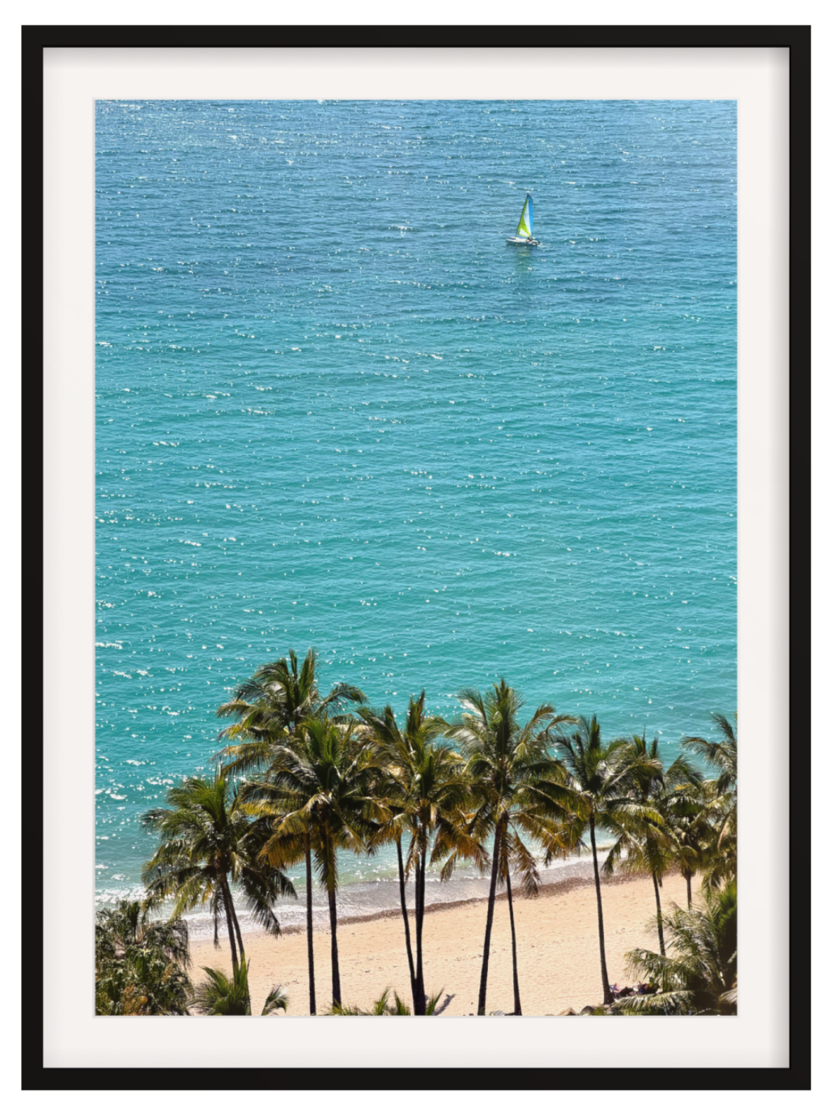 Palm Tree Sail boat black frame