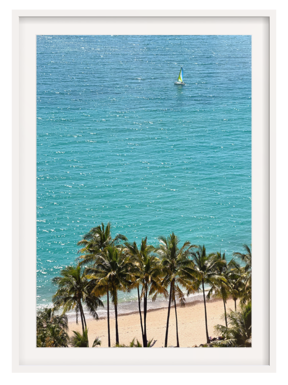 Palm Tree Sail boat white frame