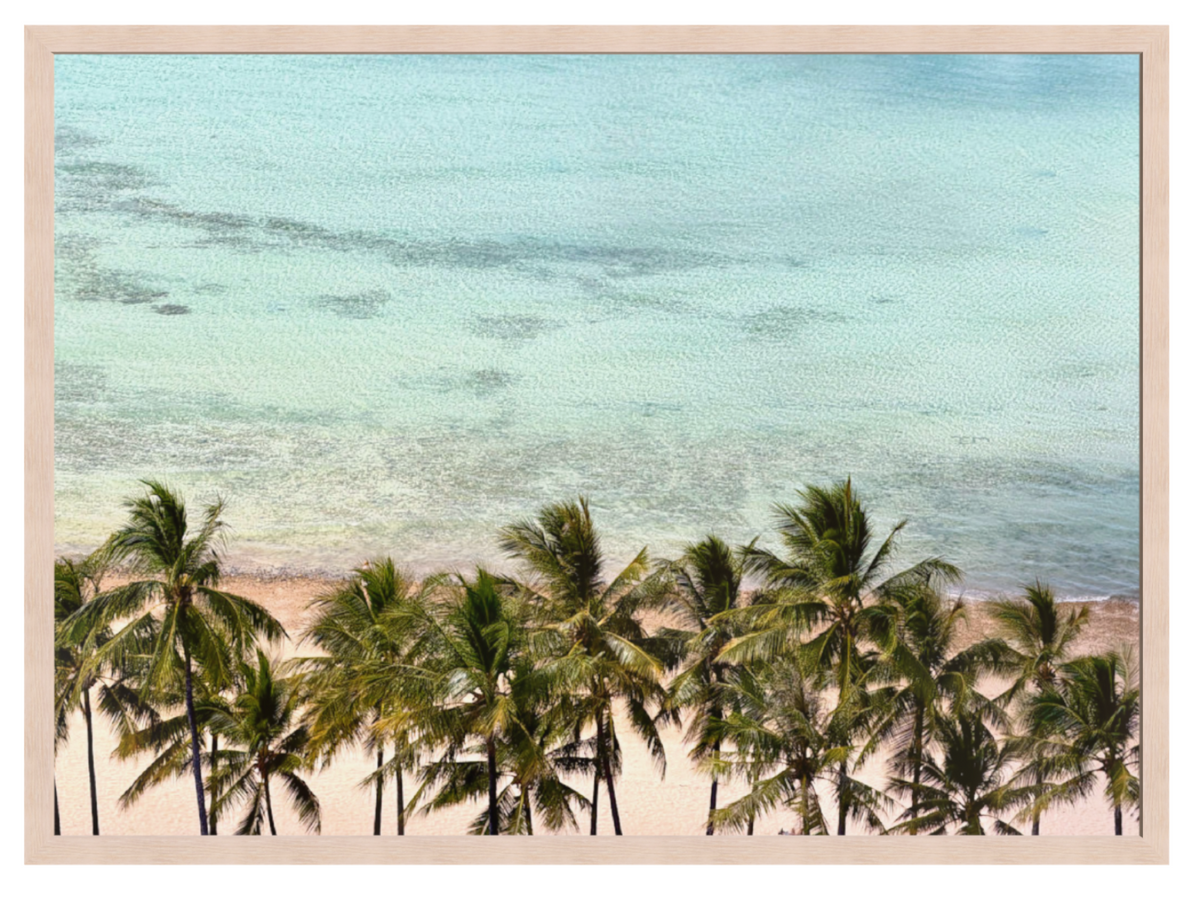Reef View palm tree light oak frame