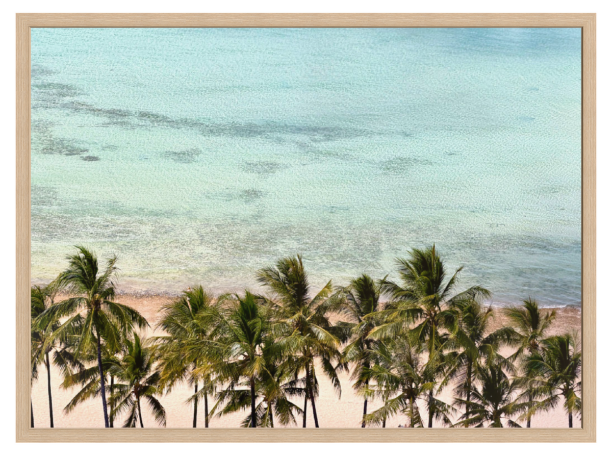 Reef View palm tree light oak frame
