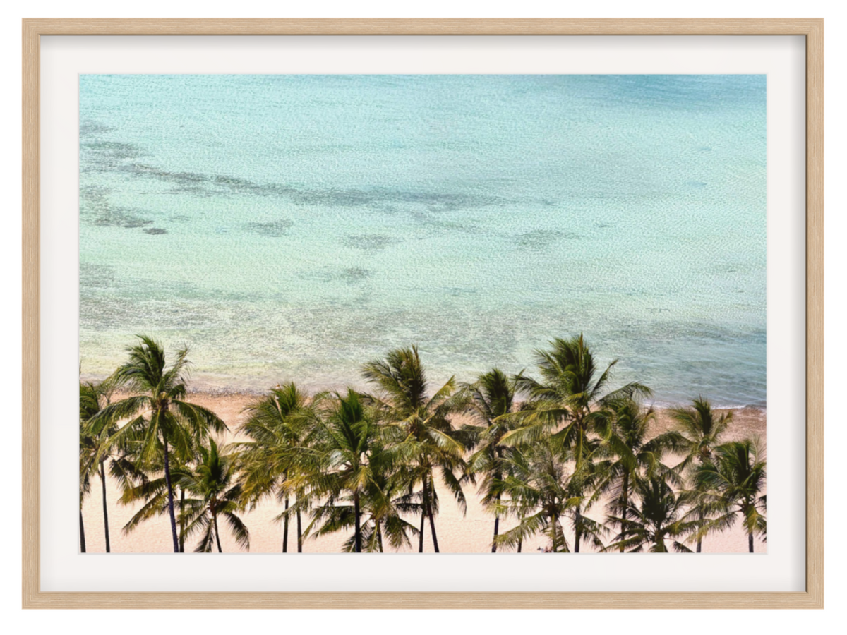 Reef View palm tree oak frame