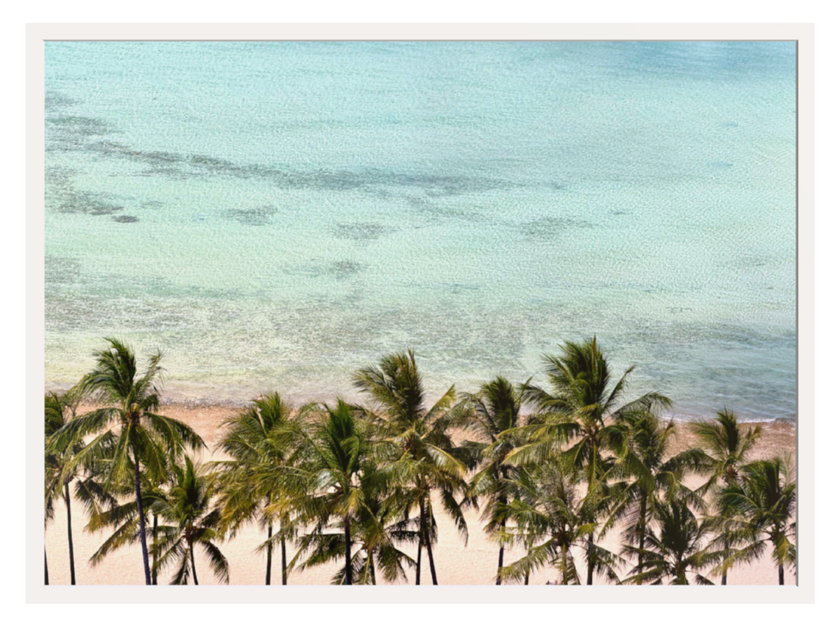Reef View palm tree white frame