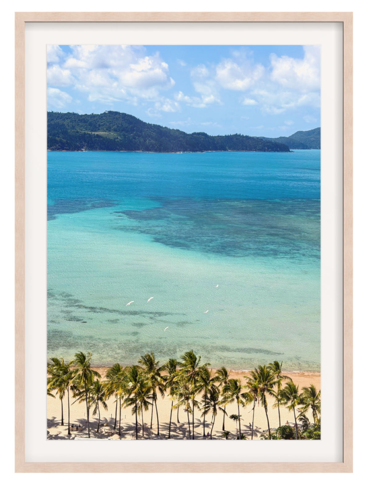 Reef view light oak frame print