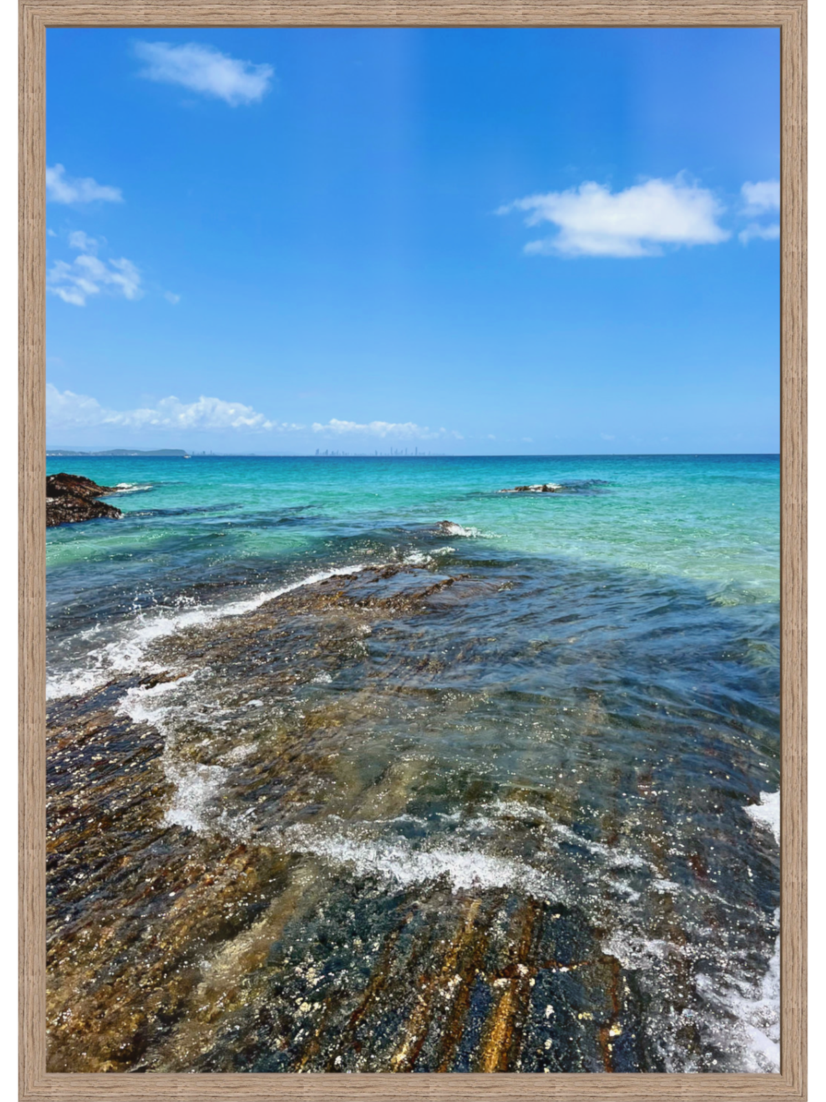 Beach scene with clear blue water and sky