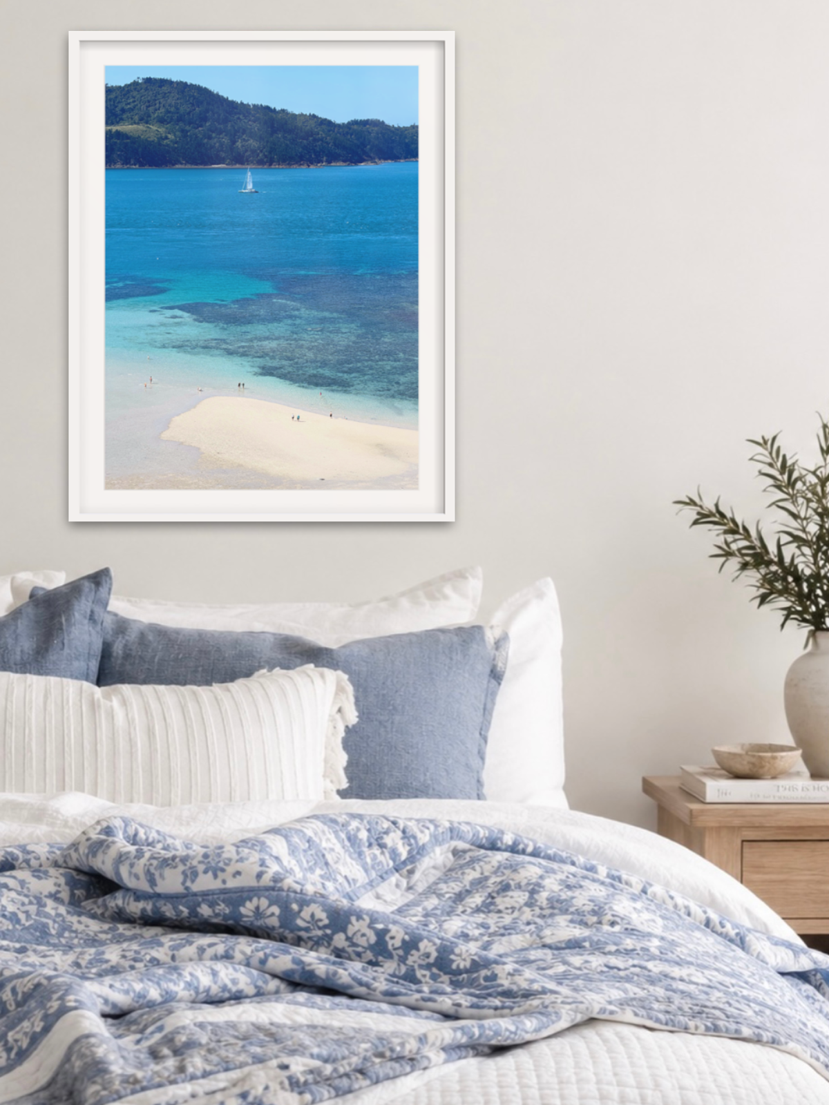 Stage room bedroom coastal print