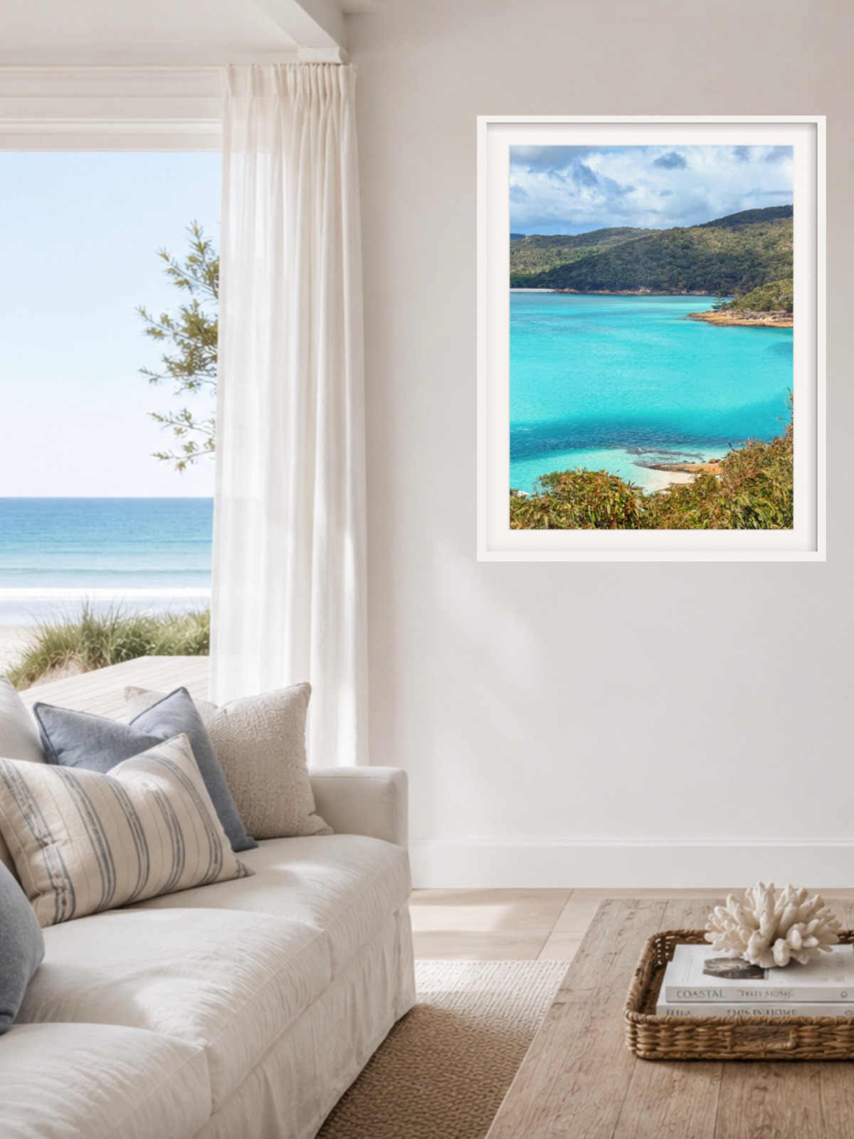 Stage room coastal living room 