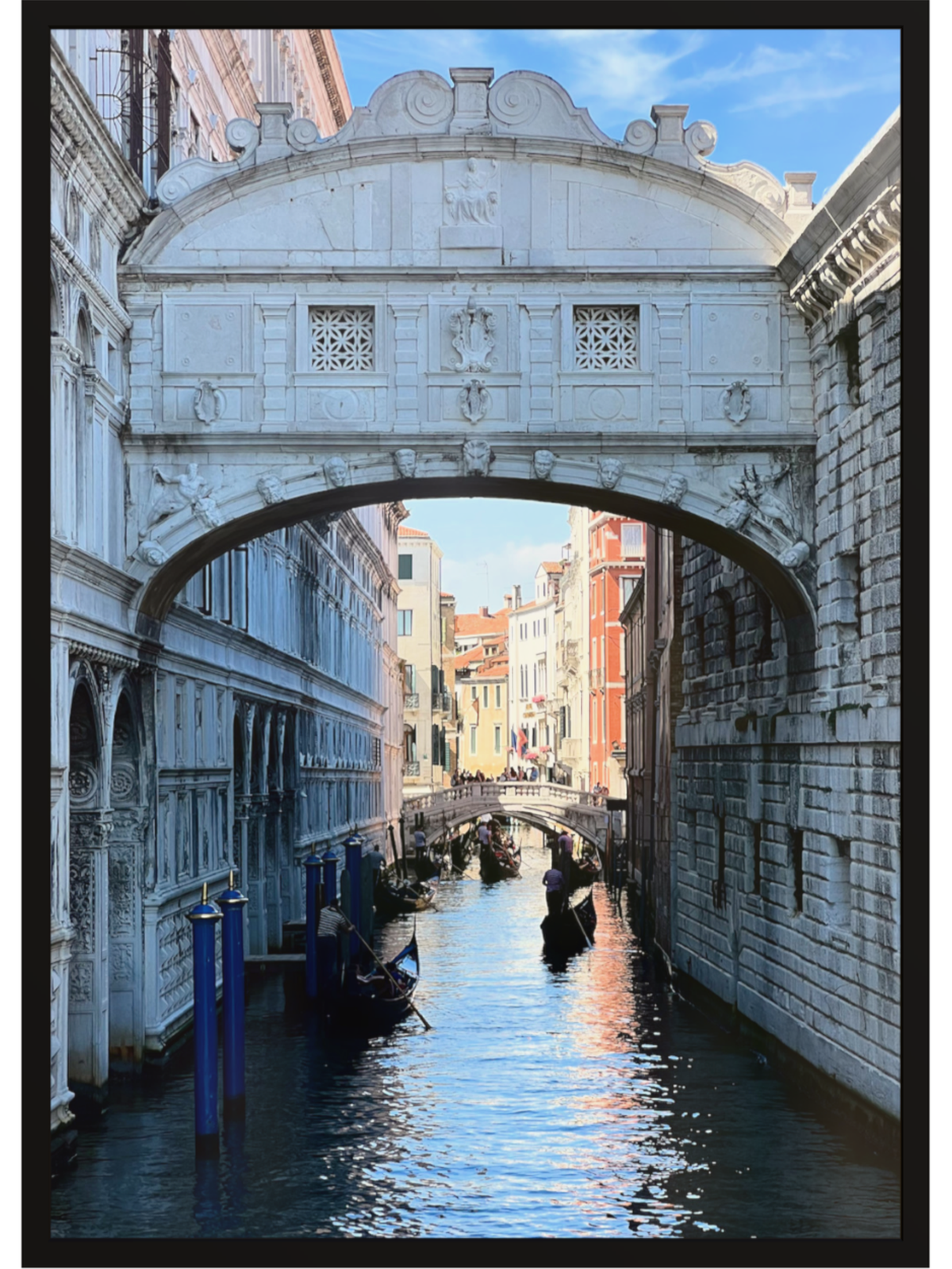 Venice Bridge of Sighs art in black frame with white matting