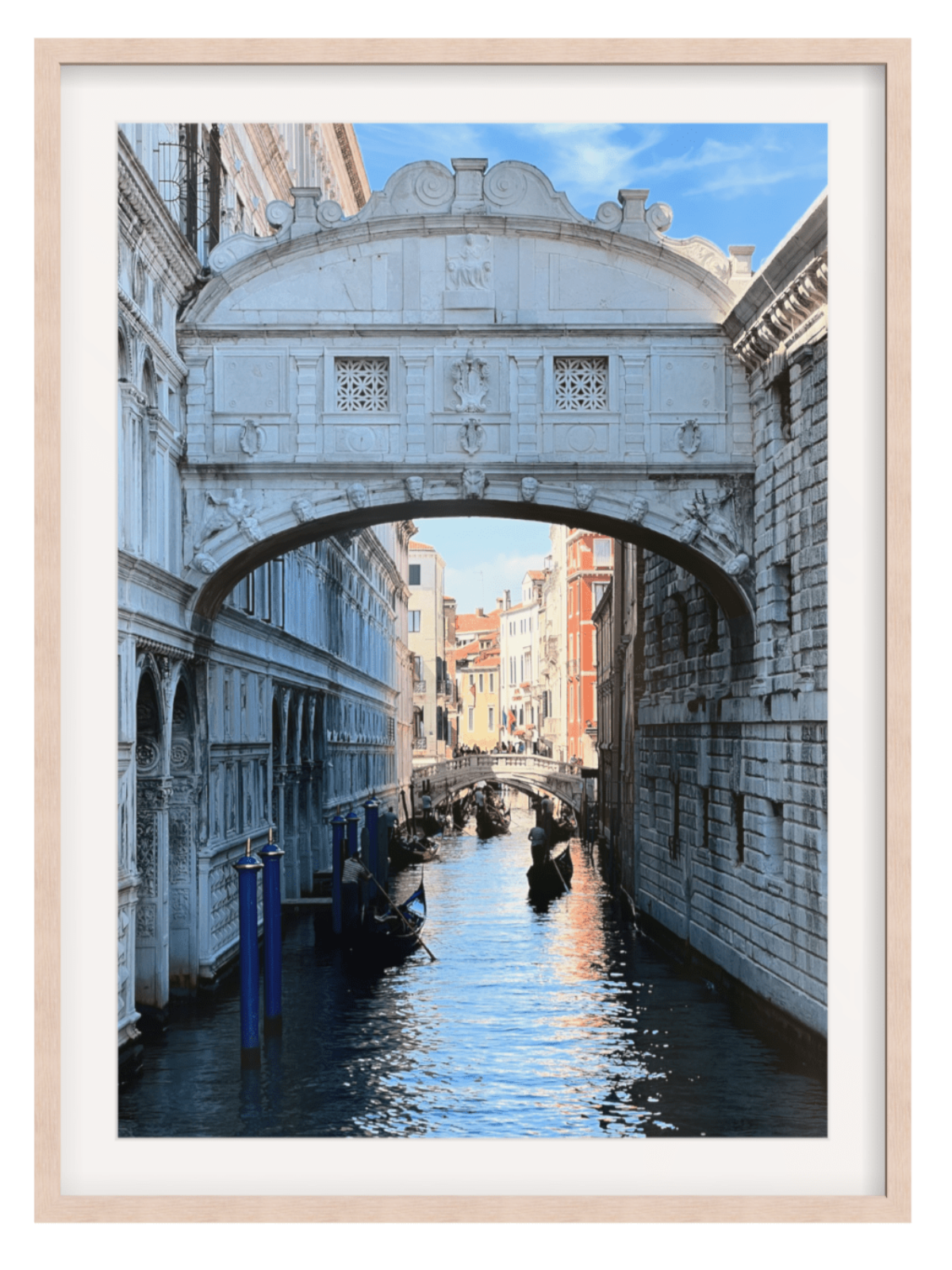 Natural wood framed Venice Bridge of Sighs wall decor