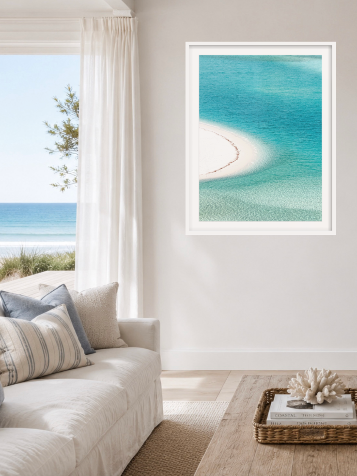 coastal living room Whitehaven beach print