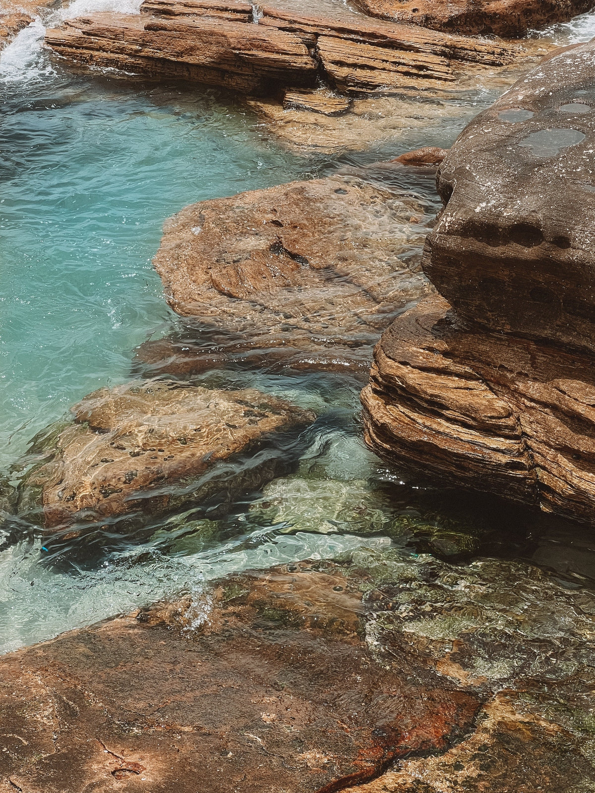 Rocks with clear blue water at a beach