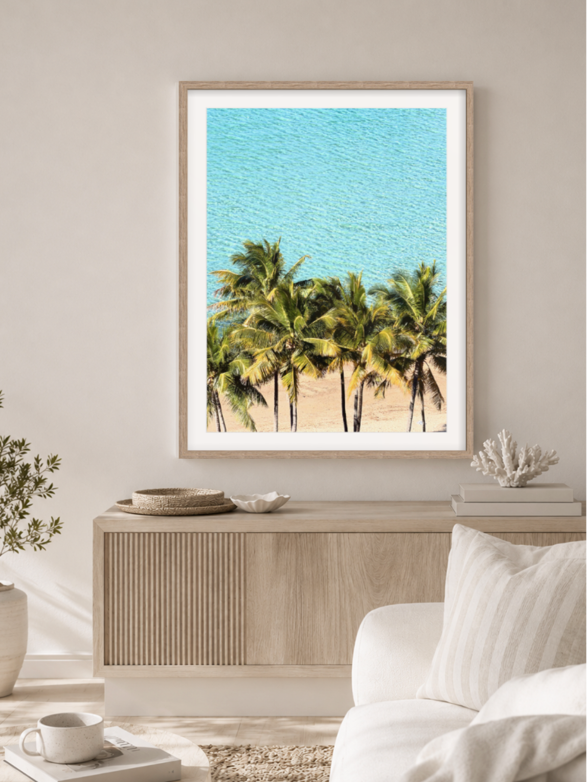 stage room coastal living room palm tree paradise